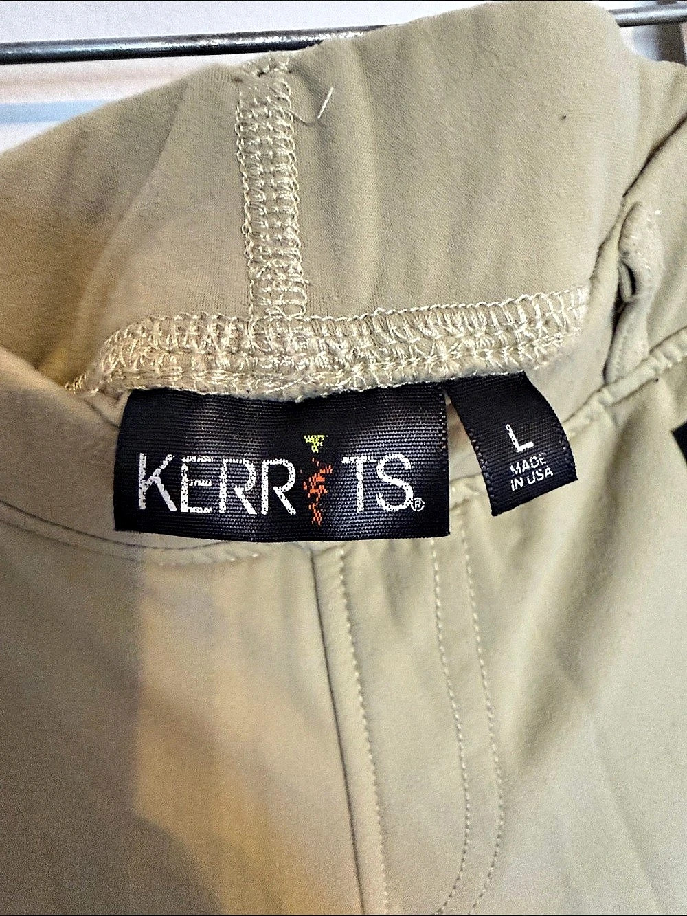 Kerrits Flow Rise Performance Knee Patch Riding Tights Beige Large - Picture 3 of 8